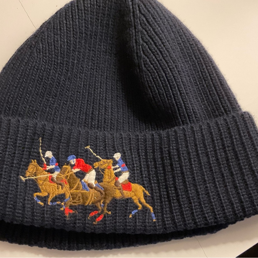 Dark blue polo Ralph Lauren triple pony beanie